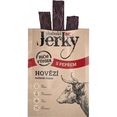 Jihočeské Jerky HOVĚZÍ - s pepřem