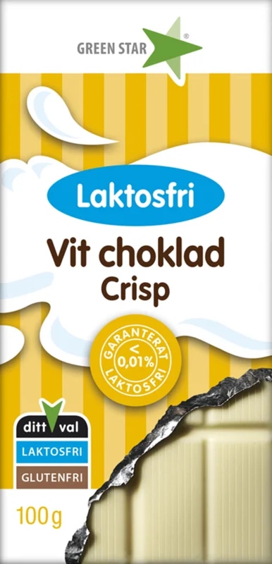 GREEN STAR Bílá čokoláda bez laktózy s křupkami