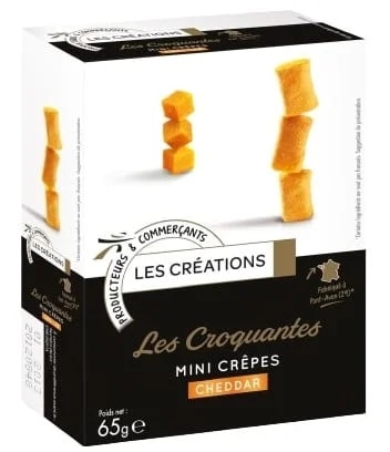 Les Créations Mini palačinky s náplní z práškového sýra Cheddar