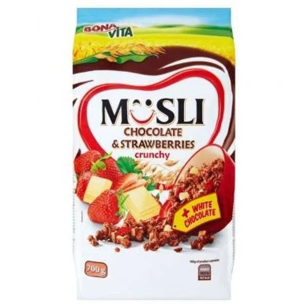 Bonavita Zapékané musli čokoládové s bílou čokoládou a jahodami