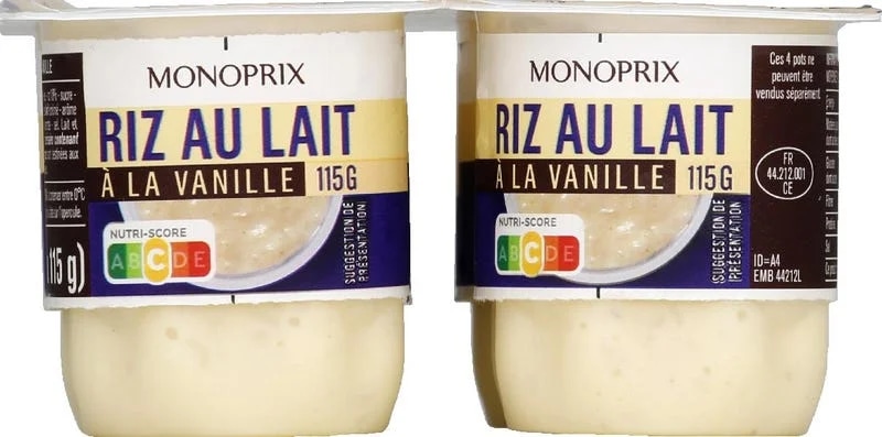 Monoprix Vanilkový rýžový pudink (4x115g)
