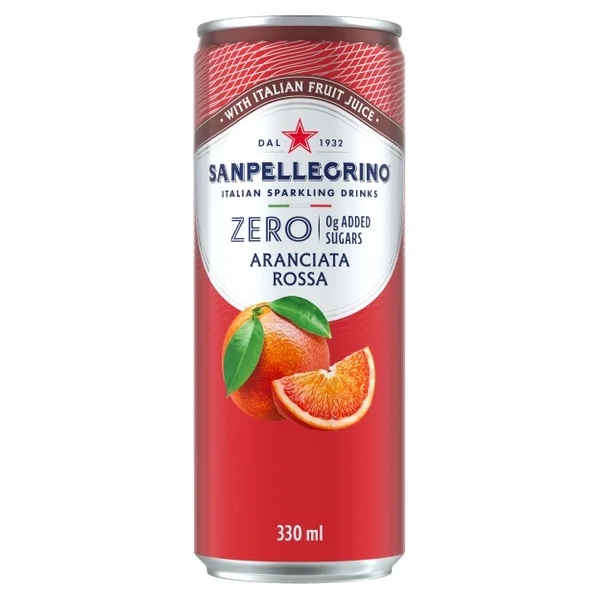 San Pellegrino Zero Aranciata Rossa červený pomeranč plech