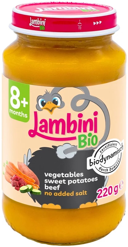 Lambini BIO Demeter příkrm zelenina, batáty a hovězí maso