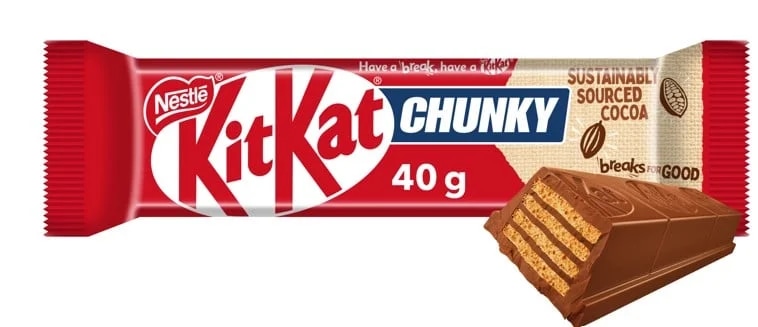 KitKat Chunky mléčná čokoládová tyčinka s oplatkou v mléčné čokoládě