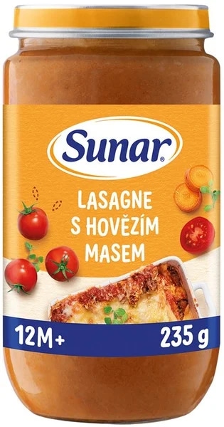 Sunar Příkrm lasagne s hovězím masem, 12m+