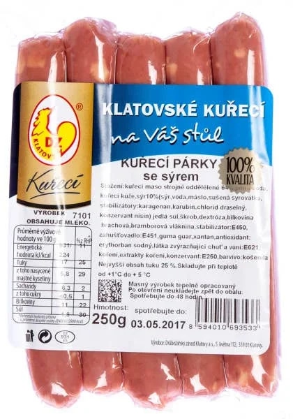 DZ Klatovy Kuřecí párky se sýrem
