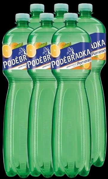 Poděbradka Jemně perlivá s příchutí pomeranč 6 x 1,5 L