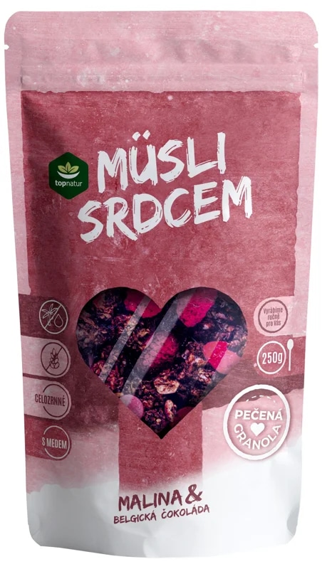 Topnatur Musli srdcem malina a belgická čokoláda
