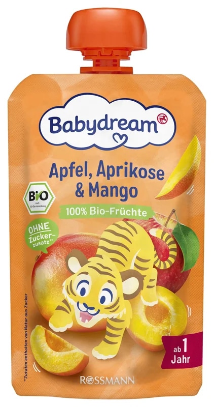 Babydream BIO Ovocná kapsička jablko, meruňka a mango
