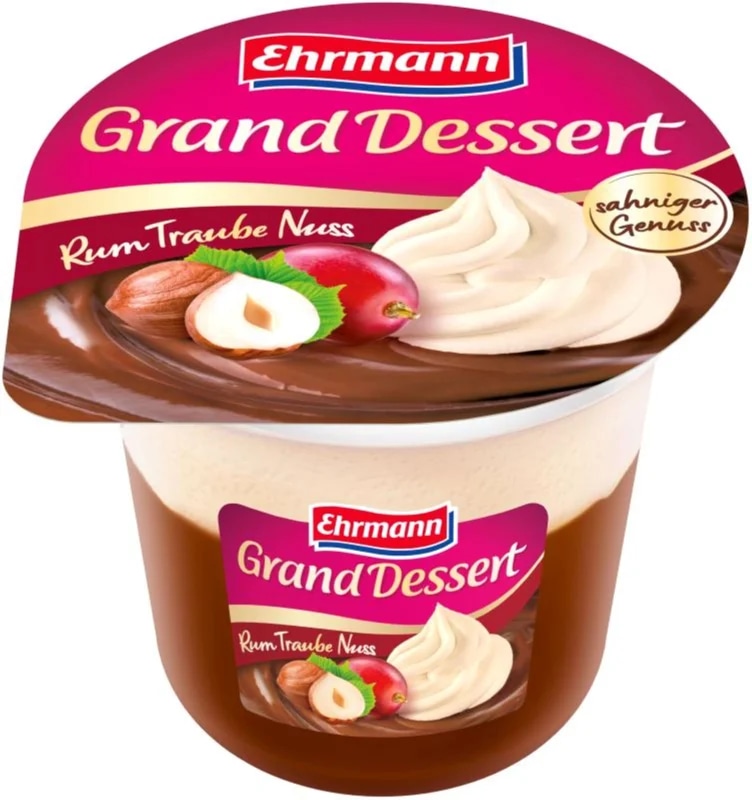 Ehrmann Grand Dessert Rum Grape Nut se šlehačkou