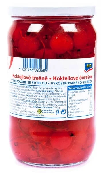 ARO Koktejlové třešně červené se stopkou