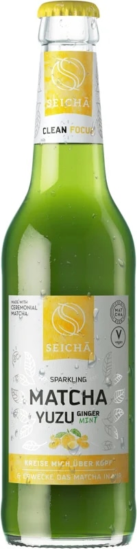Seicha Matcha Yuzu a zázvor sklo