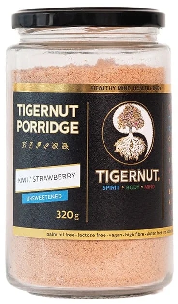 Tigernut Kaše z tygřích ořechů se sušeným kiwi a lyofilizovanými jahodami