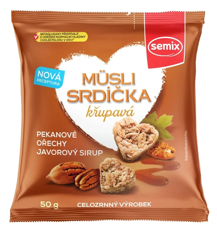 Semix Müsli srdíčka s pekanovými ořechy a javorovým sirupem