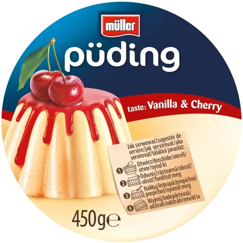 Müller Puding krupice vanilka a višeň