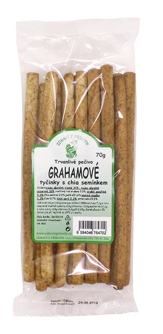 Zdraví z přírody Grahamové celozrnné tyčinky chia
