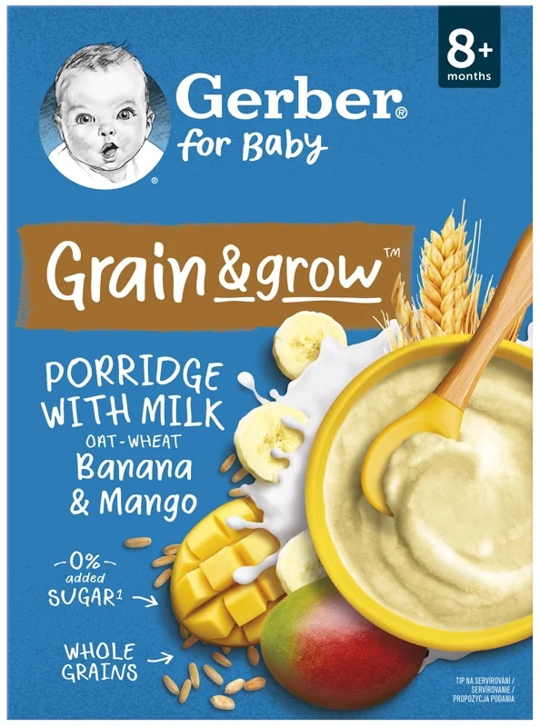 Gerber Mléčná pšenično-ovesná kaše banán a mango
