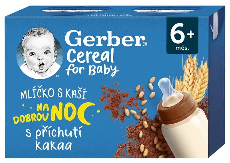 Gerber Mlíčko s kaší s kakaovou příchutí, 2x200ml