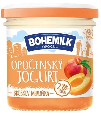 Bohemilk Opočenský jogurt ve skle broskev a meruňka