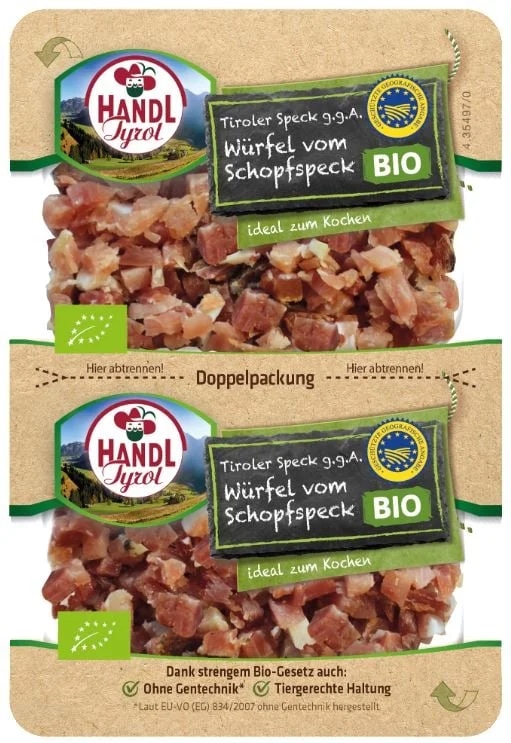 Handl Tyrol BIO Tyrolské kostičky slaniny PGI 2×40 g