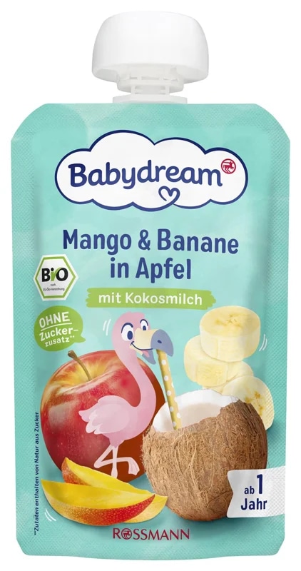 Babydream BIO Ovocná kapsička mango, banán a jablko s kokosovým mlékem