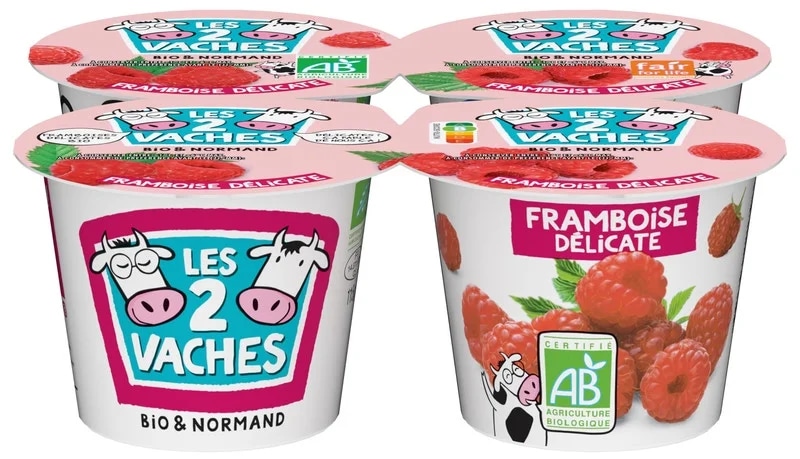 Les 2 Vaches BIO Jogurt malinový, 4x115g