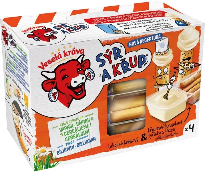 Veselá Kráva Sýr a Křup s tyčinkami s pizza příchutí - Rodinné balení