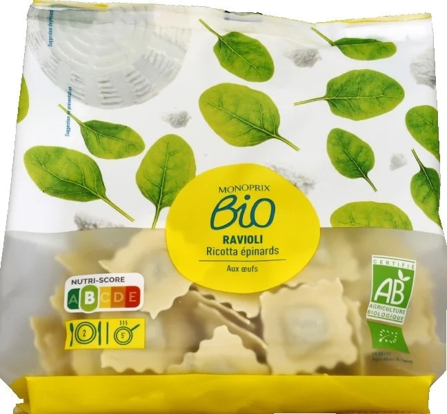 Monoprix BIO Ravioli s ricottou a špenátem