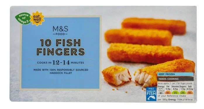 Marks & Spencer Rybí prsty z tresky, 10 ks (mražené)