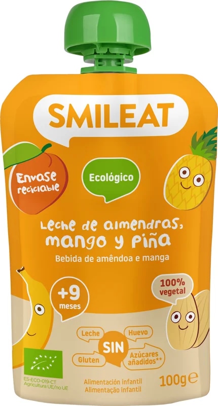 Smileat BIO Kapsička mandlové mléko, mango, ananas a banán