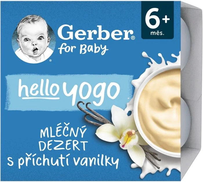 Gerber Hello Yogo mléčný dezert s příchutí vanilky (4×100 g)