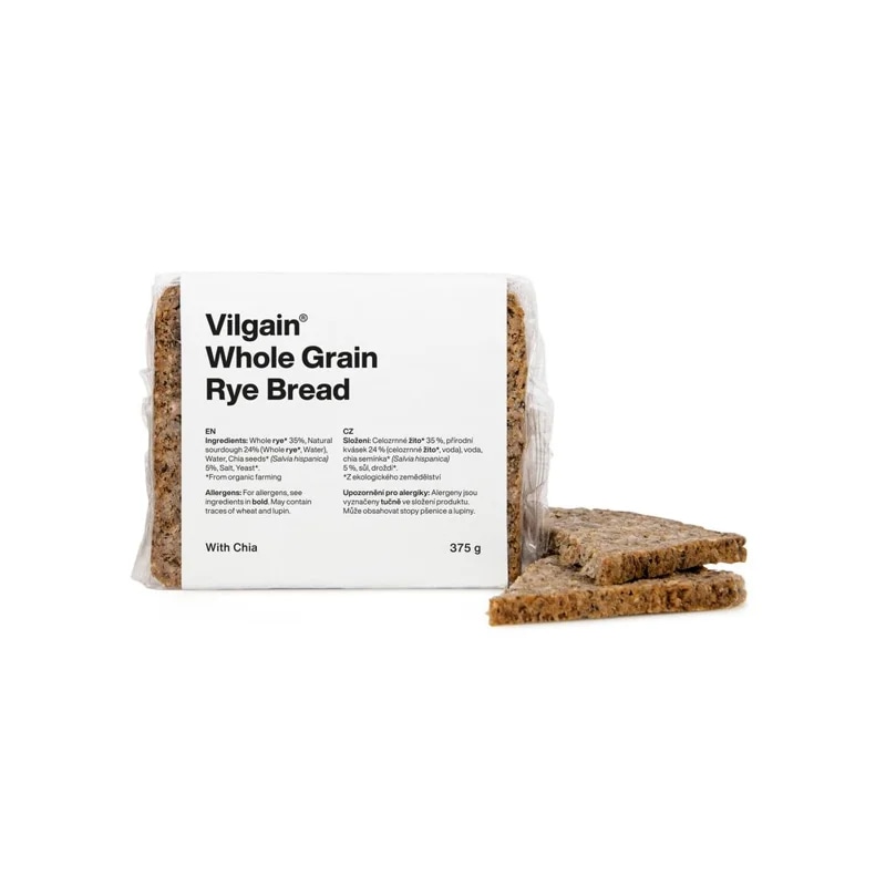 Vilgain Celozrnný žitný chléb BIO – s chia semínky