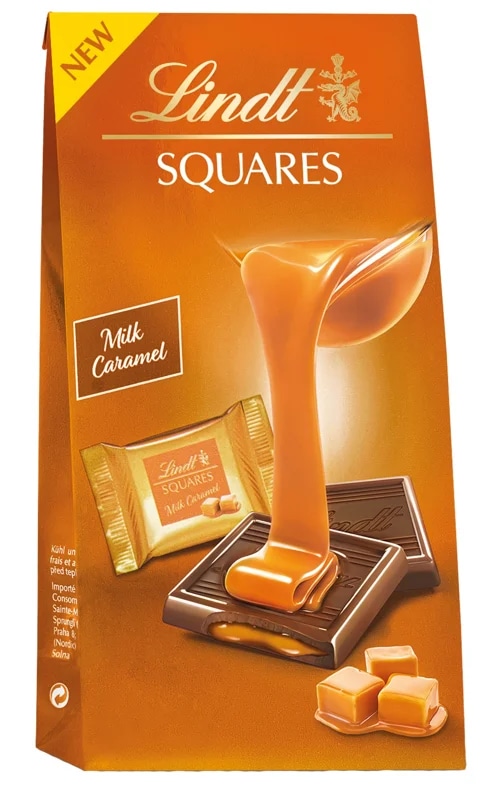 Lindt Squares mléčná čokoláda s karamelovou náplní