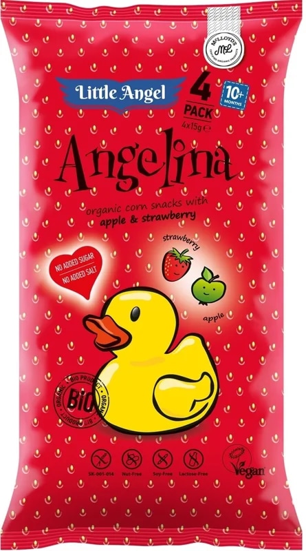 Little Angel BIO Angelina křupky jablko a jahoda 4×15 g