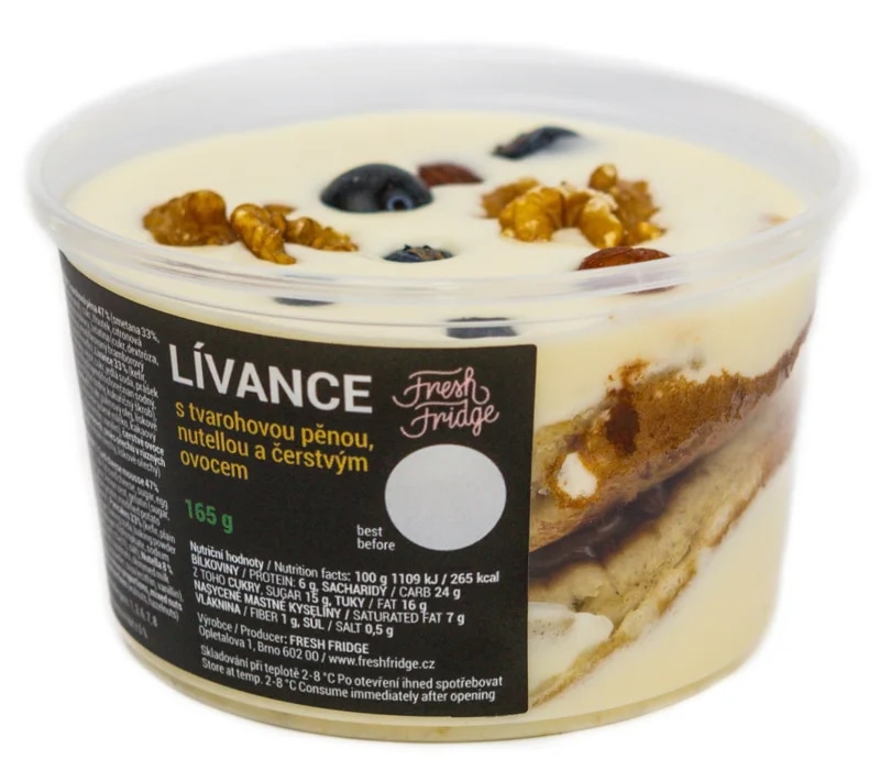 Fresh Fridge Lívance s tvarohovou pěnou, nutellou, čerstvým ovocem a ořechy