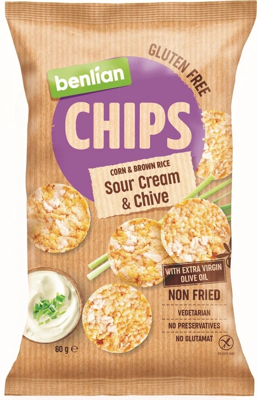 Benlian Kukuřičné chipsy zakysaná smetana s pažitkou bez lepku