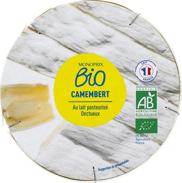 Monoprix Biologique BIO Camembert z pasterizovaného mléka