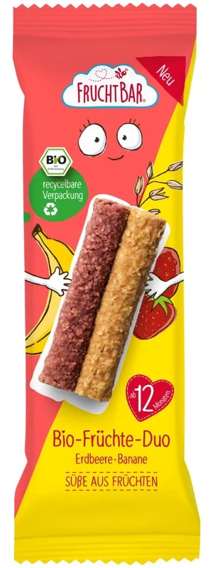 FruchtBar BIO Ovesné duo tyčinky jahoda, banán, jablko