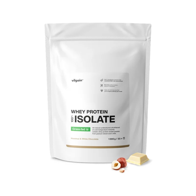 Vilgain Grass-Fed Whey Protein Isolate – Bílá čokoláda a lískový oříšek
