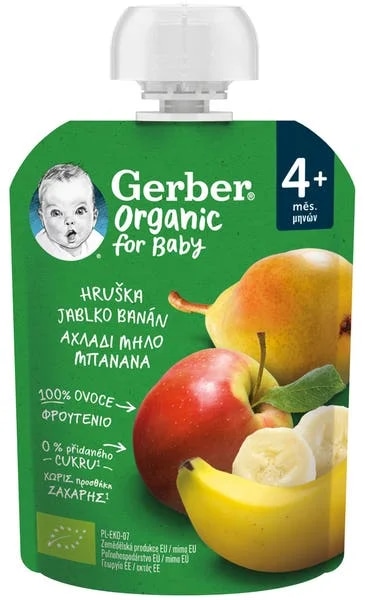 Gerber Organic kapsička hruška, jablko a banán