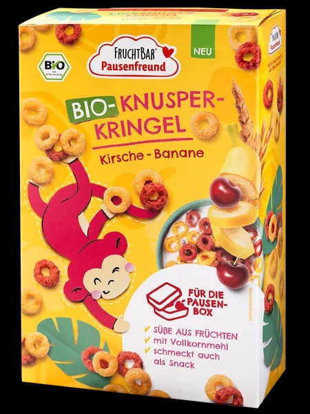 Fruchtbar BIO Cereálie kolečka s třešněmi a banánem