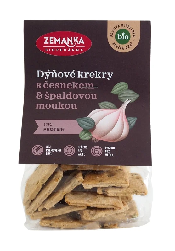 Biopekárna Zemanka BIO Dýňové krekry se špaldou a česnekem