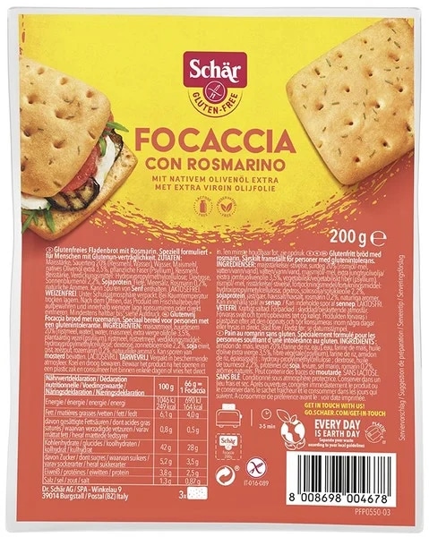 Schär Focaccia con rosmarino - bezlepkové pečivo