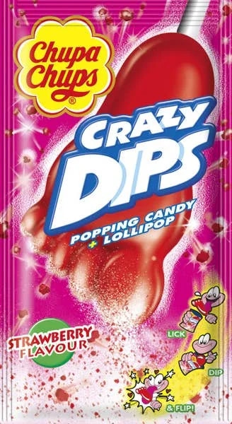 Chupa Chups Crazy Dips Strawberry lízátko