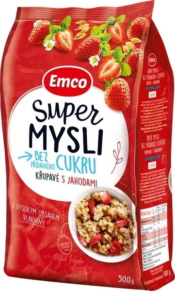 Emco Super Mysli bez přidaného cukru Křupavé s jahodami