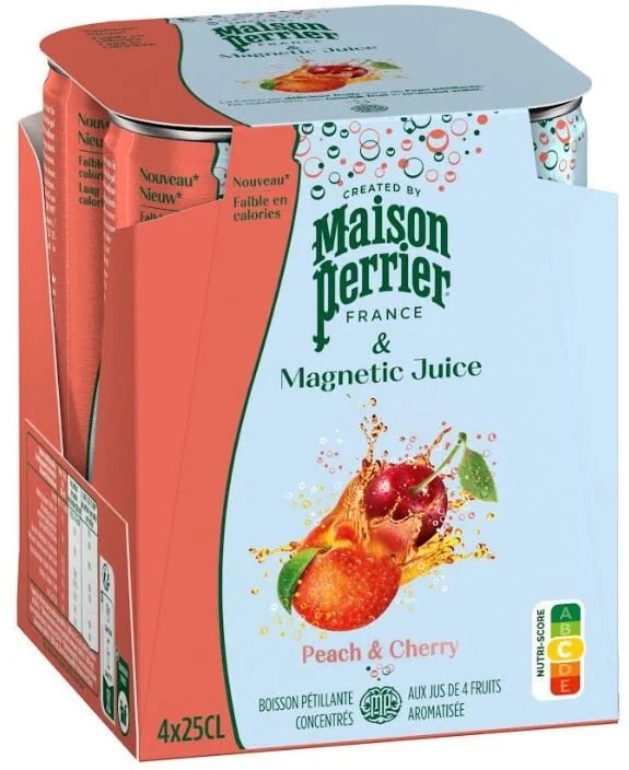 Perrier & Juice Broskev a třešeň multipack 4×250 ml plech