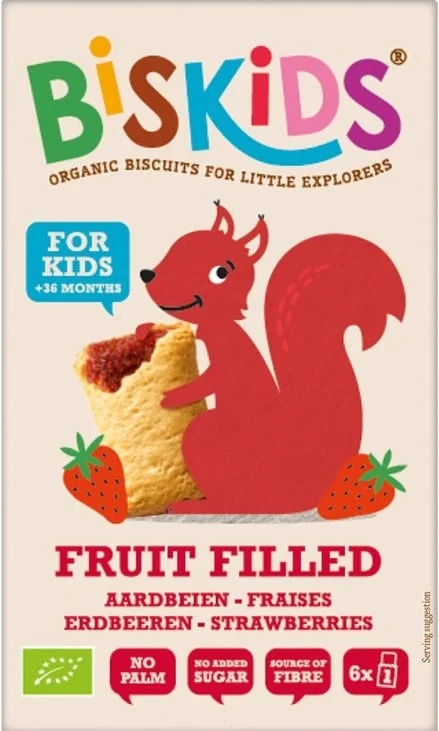 Biskids BIO Měkké dětské sušenky s jahodovým pyré