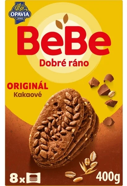 Opavia sušenky kakaové BeBe Dobré Ráno s kousky čokolády 8 x 50g