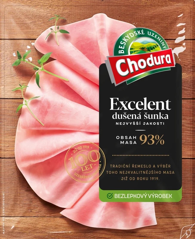 Chodura Excelent Dušená šunka s obsahem masa 93 %