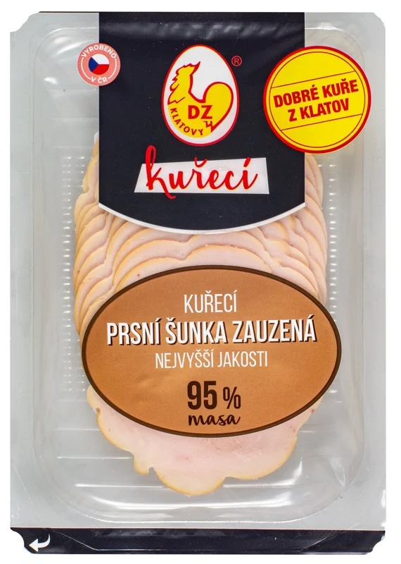DZ Klatovy Kuřecí prsní šunka nejvyšší jakosti zauzená krájená